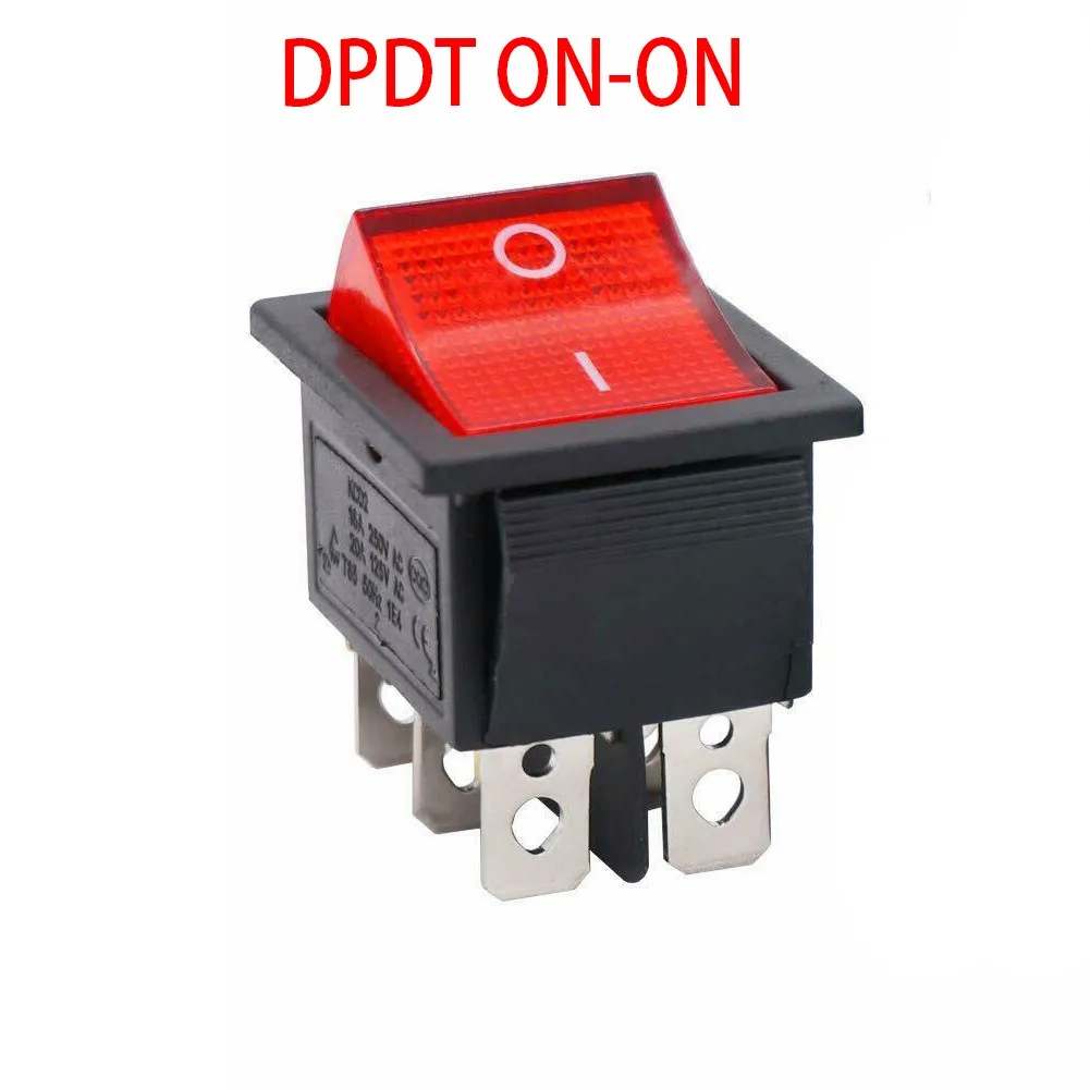1 Adet Anahtarı DPDT ON-ON Rocker Anahtarı W / kırmızı Neon Lamba KCD2 16A / 250VAC 12/250/125 volt Panel Montajlı Elektrik Ürünleri Enstrüman