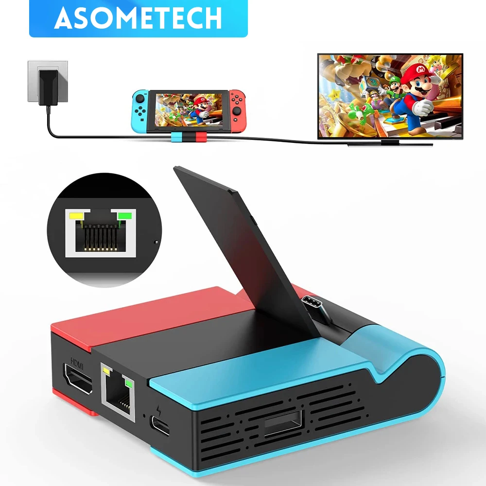 Anahtarı Dock TV Yerleştirme İstasyonu Gigabit Ethernet İle 4K HDMI uyumlu şarj standı Adaptörü USB HUB Nintendo Anahtarı İçin Oled