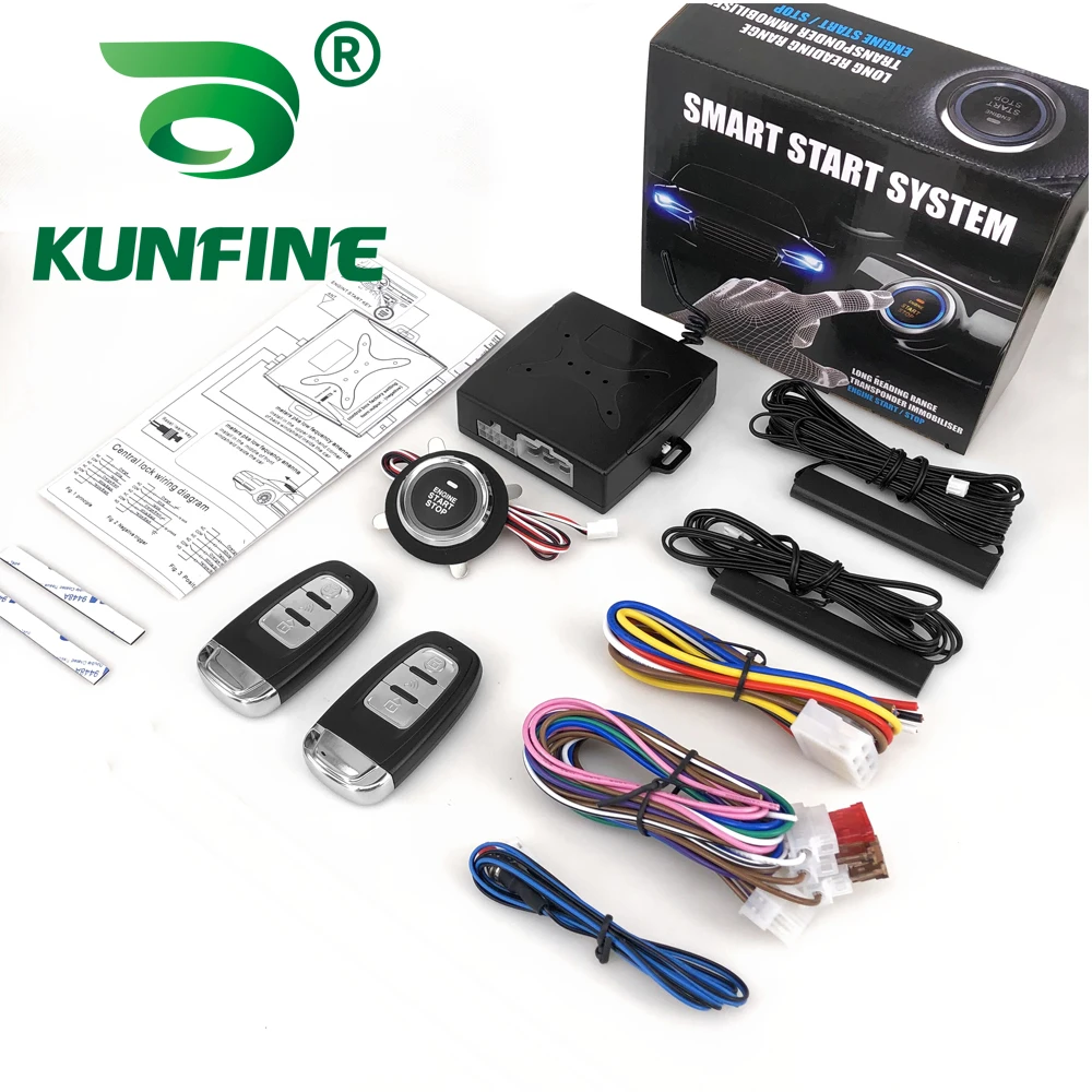 KUNFINE Araba Alarmı anahtarsız giriş başlangıç Sistemleri Uzaktan Kumandalı Merkezi Kapı Kilidi Anahtarsız Sistemi Oto Araba SUV Anti-hırsızlık Tuning parçaları PKE