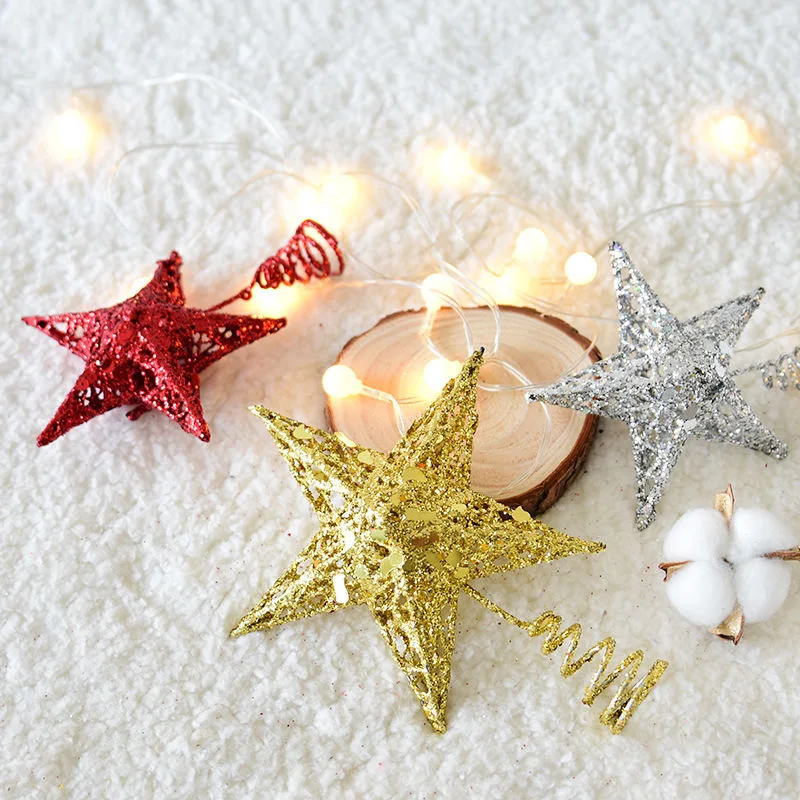 2023 Yeni Yıl Altın Glitter Noel Ağacı Topper Yıldız Noel Süslemeleri Ev için Noel Ağacı Üst Süsler Yeni Yıl Dekor Görüntü 2 