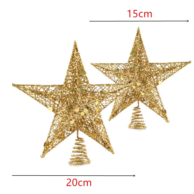 2023 Yeni Yıl Altın Glitter Noel Ağacı Topper Yıldız Noel Süslemeleri Ev için Noel Ağacı Üst Süsler Yeni Yıl Dekor Görüntü 3 