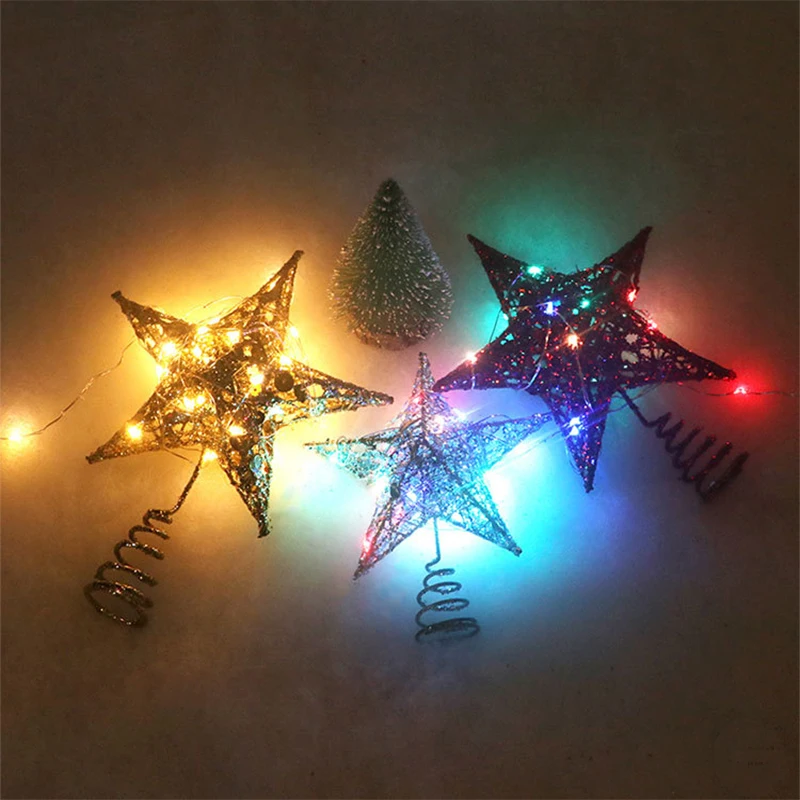 2023 Yeni Yıl Altın Glitter Noel Ağacı Topper Yıldız Noel Süslemeleri Ev için Noel Ağacı Üst Süsler Yeni Yıl Dekor Görüntü 5 