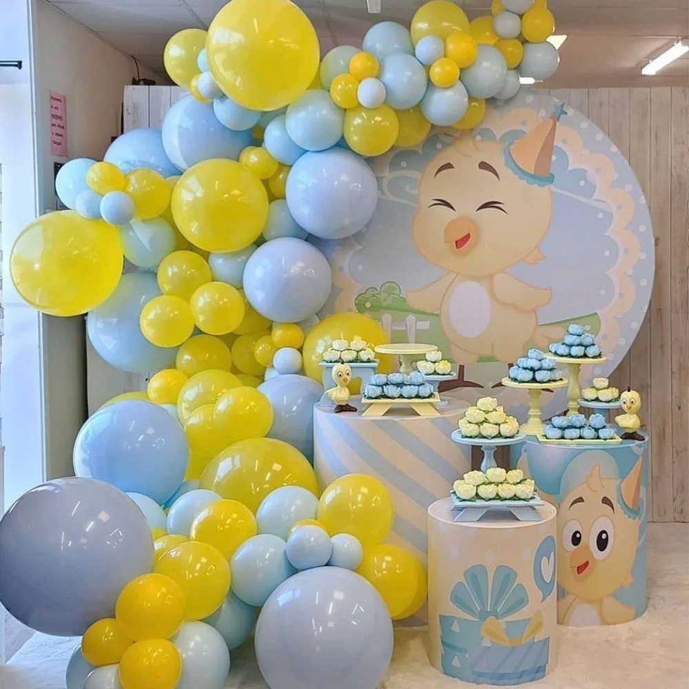 110 adet Sarı Mavi Balonlar Garland Kiti Kemer Dekorasyon Düğün Bebek Duş Kız Ve Erkek Doğum Günü Partisi Dekorasyon Malzemeleri
