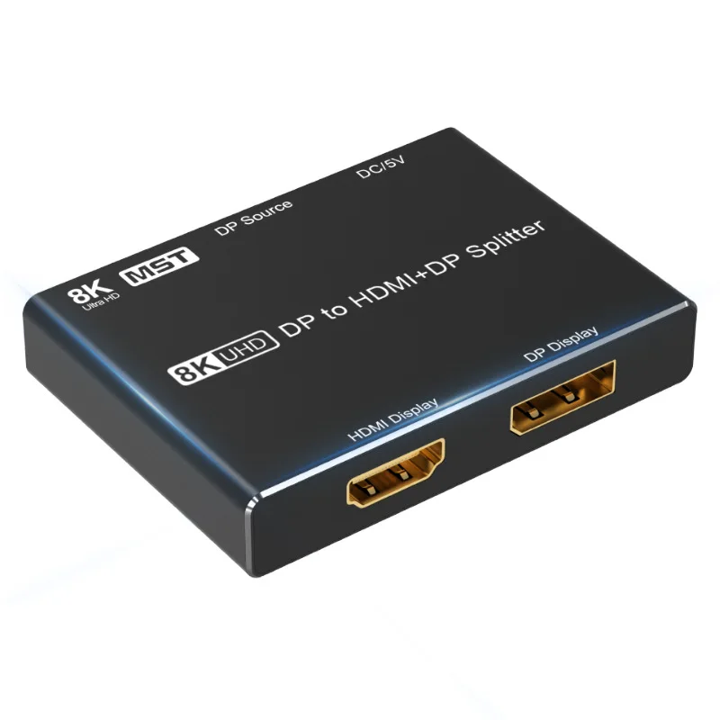 DP HDMI/Displayport1.4 Splitter HD 1x2 MST Hub 8 K 30Hz 4 K 120Hz 32.4 Gbps HDR 4:4: 4 Video Displayport HDMI dağıtıcı Görüntü 0 