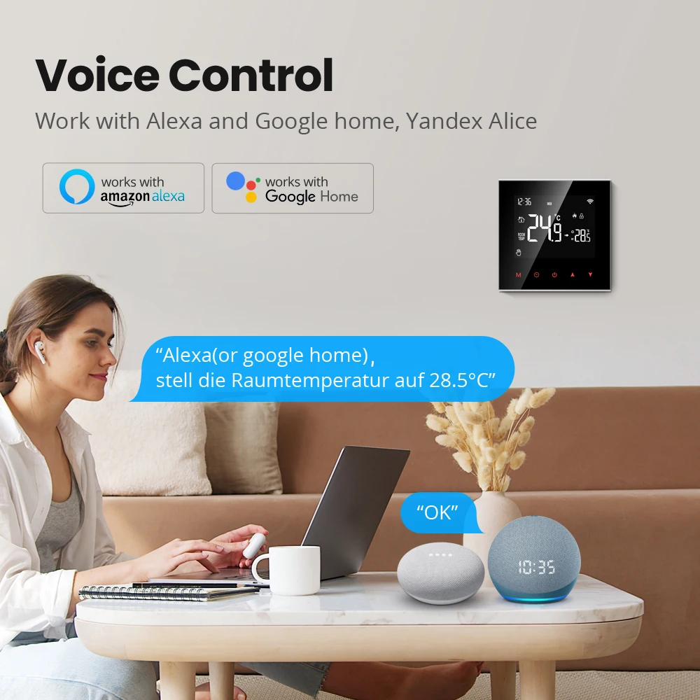 ONNDO Tuya WiFi Akıllı Termostat, Elektrikli Isıtma Su Gaz Kazanı sıcaklık kontrol cihazı Alexa ile Çalışmak, Google Ev, Alice Görüntü 2 