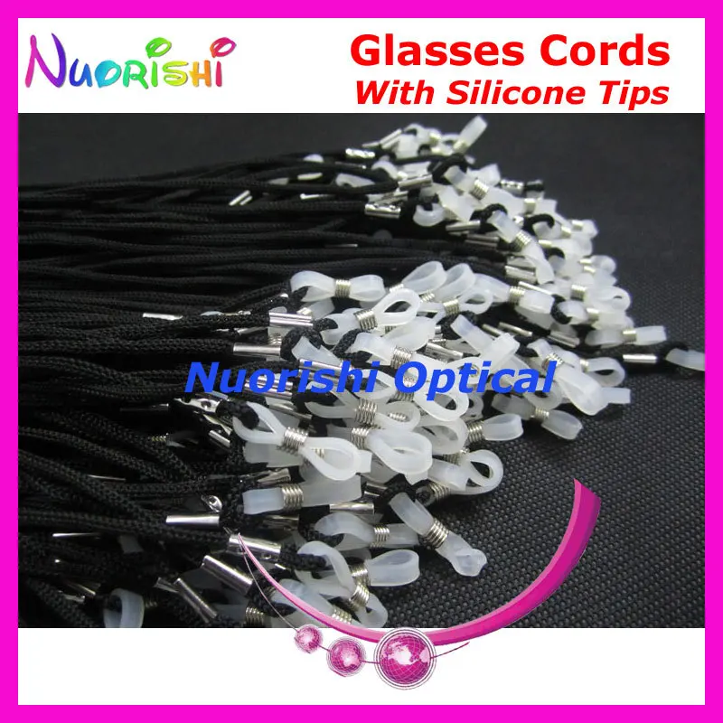 Önerilen 100 adet Yüksek Kaliteli Beyaz Silikon İpuçları Siyah Gözlük Sunglass Gözlük Polyester Dize Kabloları Kordon L709