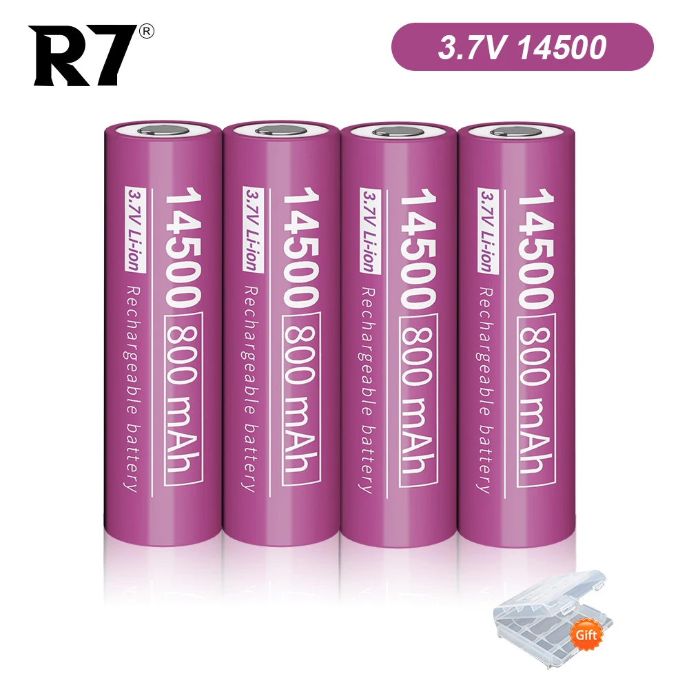 R7 Marka 14500 800mAh 3.7 V Li-İon Şarj Edilebilir Piller 14500 AA Pil lityum pil için LED el feneri Farlar Torch Tıraş Makinesi