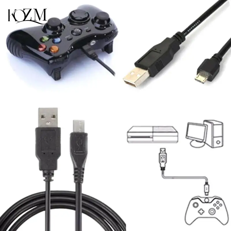 Playstation 4 Ps4 denetleyicisi için siyah mikro Usb şarj kablosu kablosu