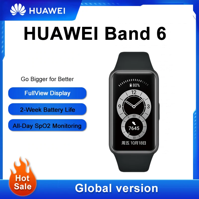 Küresel Sürüm Huawei Band 6 Smartband Kan Oksijen Kalp Hızı Tracker Uyku izleme Bileklik akıllı bilezik 1.47 