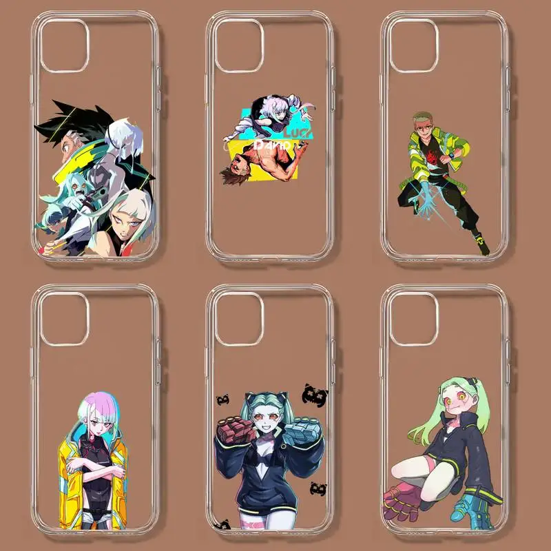 Anime Cyberpunk Edgerunners Telefon Kılıfı İçin iPhone 11 12 Mini 13 14 Pro XS Max X 8 7 6s Artı 5 SE XR Şeffaf Kabuk