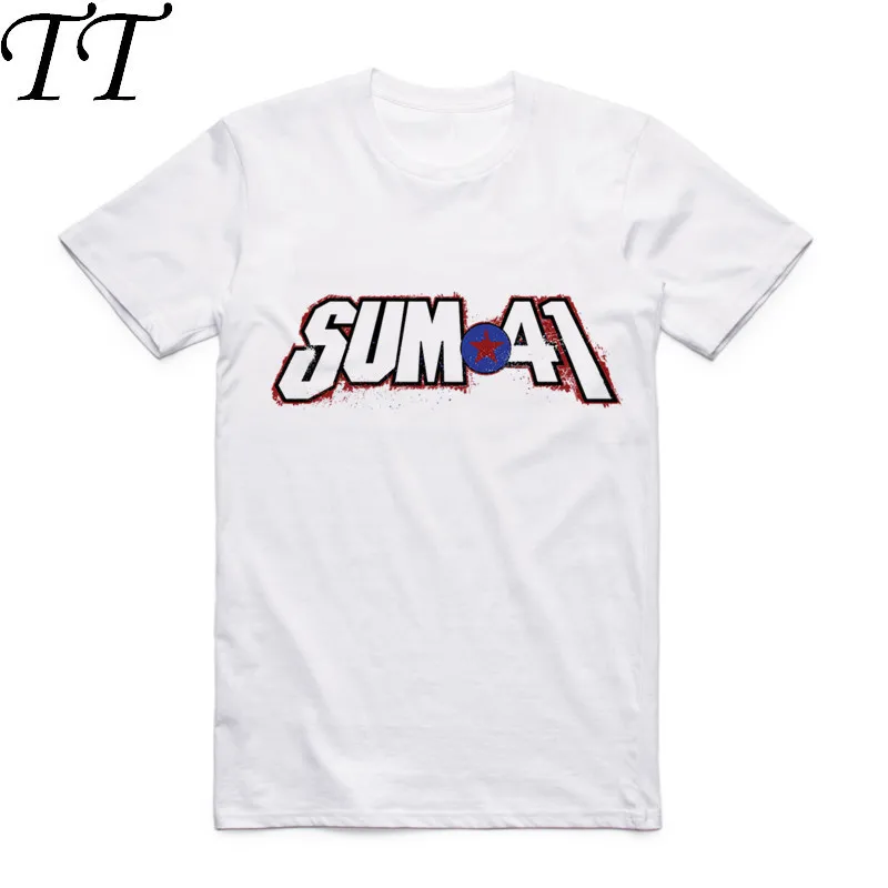 2019 Moda Erkek Baskı SUM 41 T Shirt O-Boyun Kısa Kollu Yaz SUM41 Punk Grubu Popüler Kaya Serin Rahat Üst Tee Hip Hop Tshirt