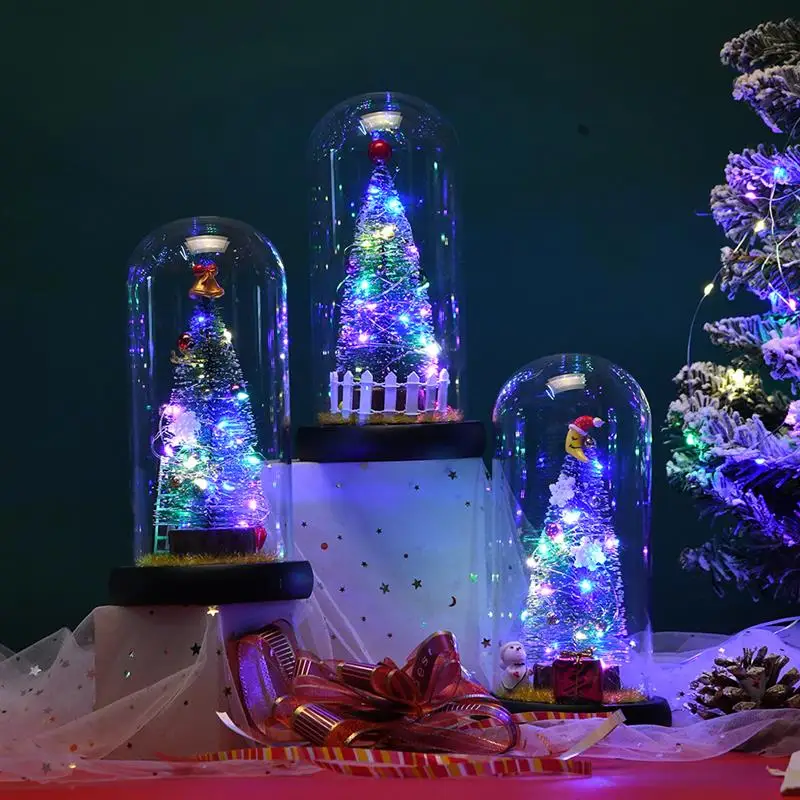 Navidad Noel Ağacı Cam Gölge Süs Santa Çit Kardan Adam LED Parlayan Renkli Aydınlatma Yeni Yıl Hediye Vermek Bir Tebrik Kartı