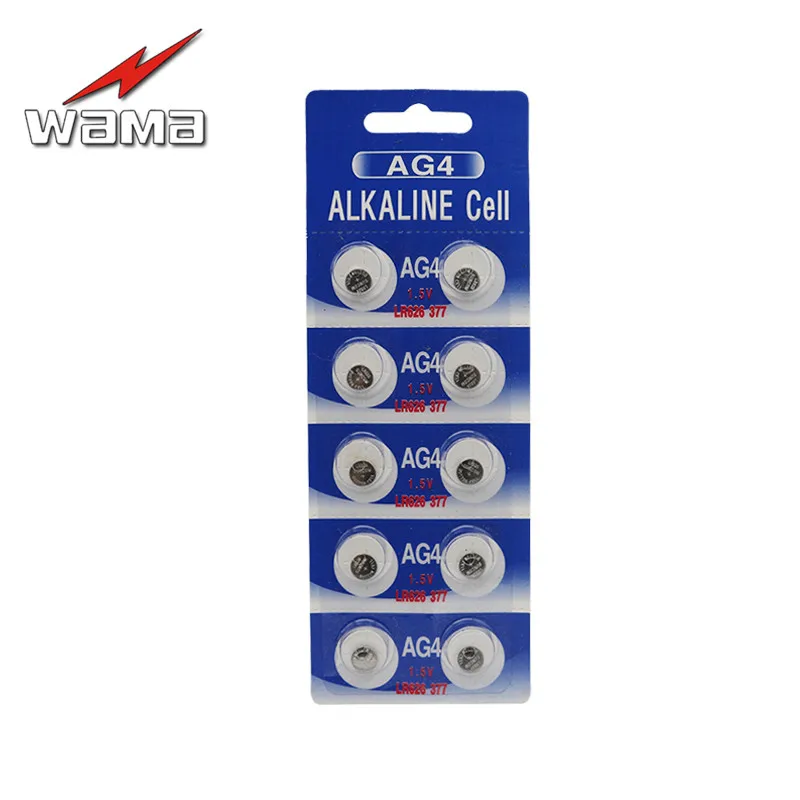 10 adet / paket WAMA AG4 Düğme Hücre Para Pil SR626 LR66 177 626 SR66 377 LR626 1.5 V Alkalin Piller Tek Kullanımlık Damla gemi