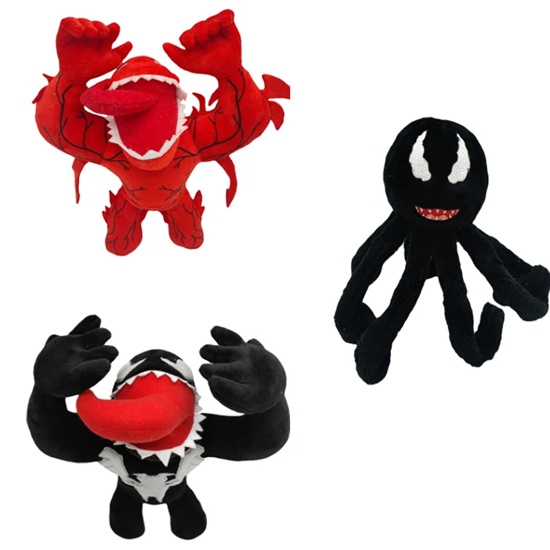 3 Adet / takım 23/25/28Cm Film Anime Venom peluş oyuncaklar Yüksek Kaliteli Süper Kahraman Doldurulmuş Oyuncaklar Yumuşak Doldurulmuş Venom Bebek Hediye