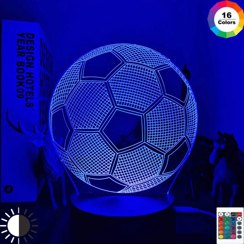 3d Illusion Çocuk Gece Lambası futbol Topu Dokunmatik Sensör Uzaktan Gece Lambası Çocuklar için Yatak Odası Dekorasyon langırt Lambası Hediye