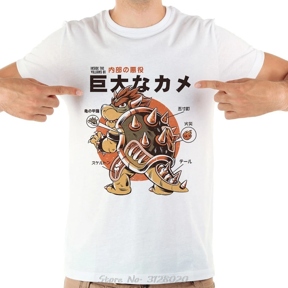 Japonya Anime Kaiju Bowser Bowserzilla komik tişört Erkekler Yaz Yeni Beyaz Kısa Kollu Casual Anime T Shirt tees Harajuku