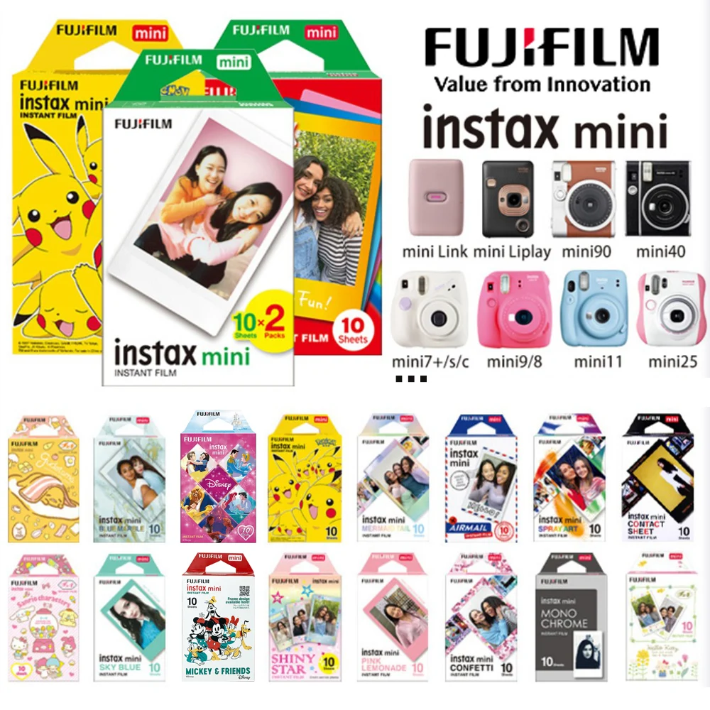 Fujifilm Instax Mini anında Film sayfaları Fuji için 3 inç fotoğraf kağıdı 11 9 8 7 40 50 90 25 70 10 SP - 2 Lınk Liplay Kamera / Yazıcı