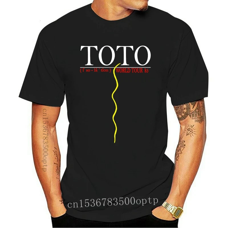Yeni Vintage TOTO Dünya Turu 1985 T-shirt Afrika Orijinal VTG RAREgood Kaliteli Baskı T Shirt Erkek Kısa Kollu Sıcak Tee