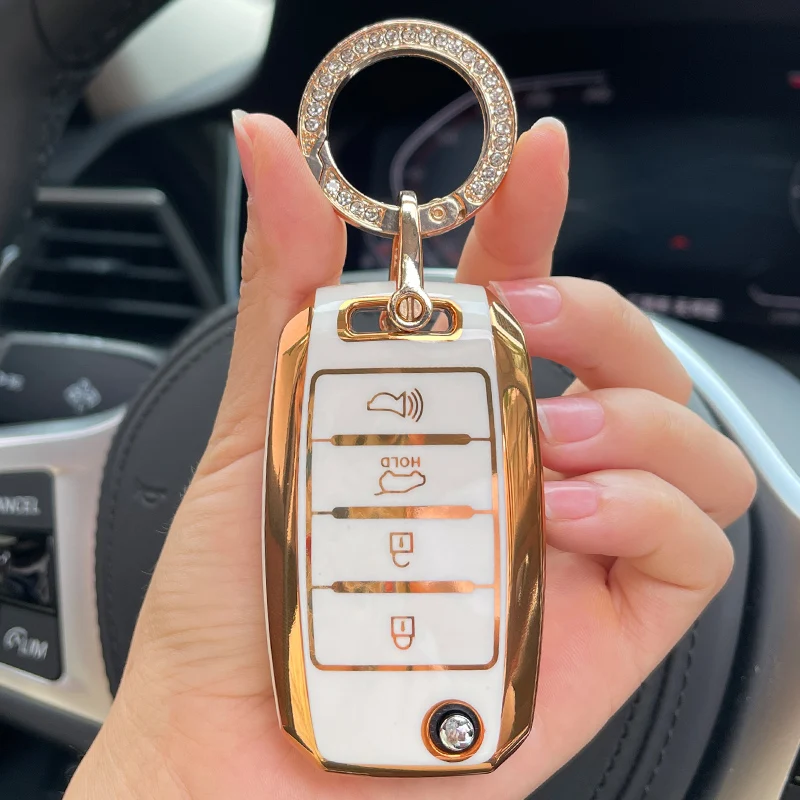 Bling Anahtarlık Flip Anahtar 4 Düğme Tpu Araba Anahtarı Durum Kapak Kia Sportage için 3 Rio 4 Ceed Optima 2019 2020 Rio H hattı XLine Cerato K4
