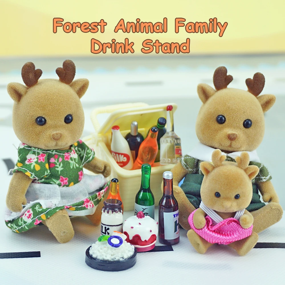 Yeni Orman Aile Ren Geyiği Hayvan Dollhouse Mobilya 1: 12 Piknik Araba Minyatür Aksesuarları Kamp Playsets Oyuncaklar Kız Hediye İçin