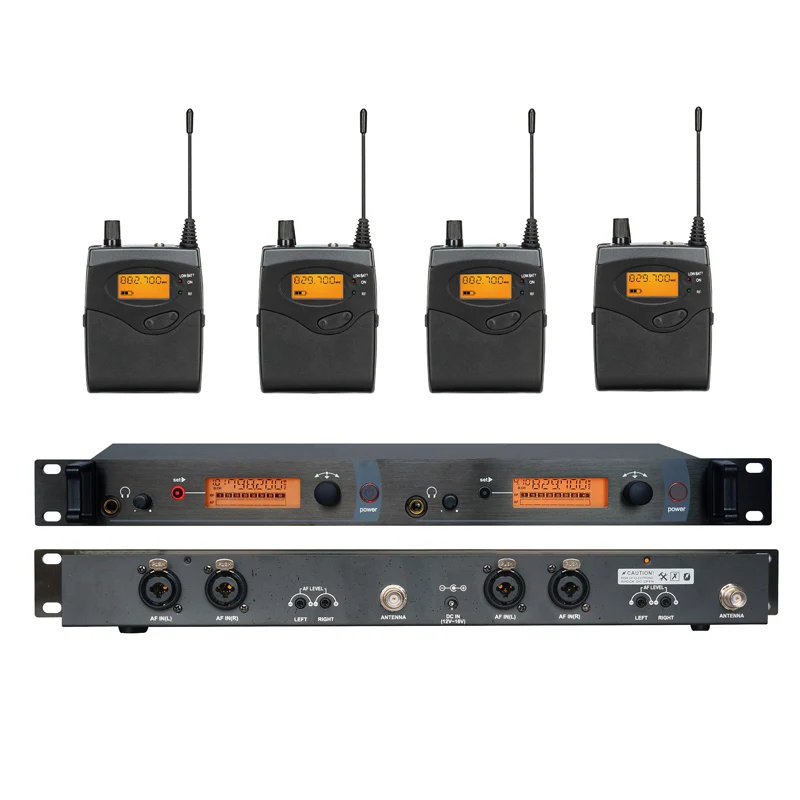 4 Paket Alıcıları + Kablosuz Kulak Monitör Sistemi, profesyonel Çift Kanal Verici SR 2050 IEM