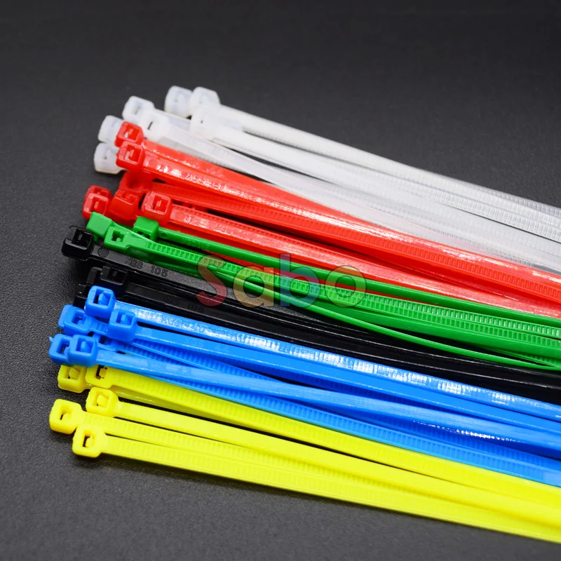 100 Adet / paket 3 * 100mm genişlik 2.5 mm Renkli Fabrika Standart Kendinden kilitleme Plastik Naylon Kablo Bağları, tel Zip Kravat