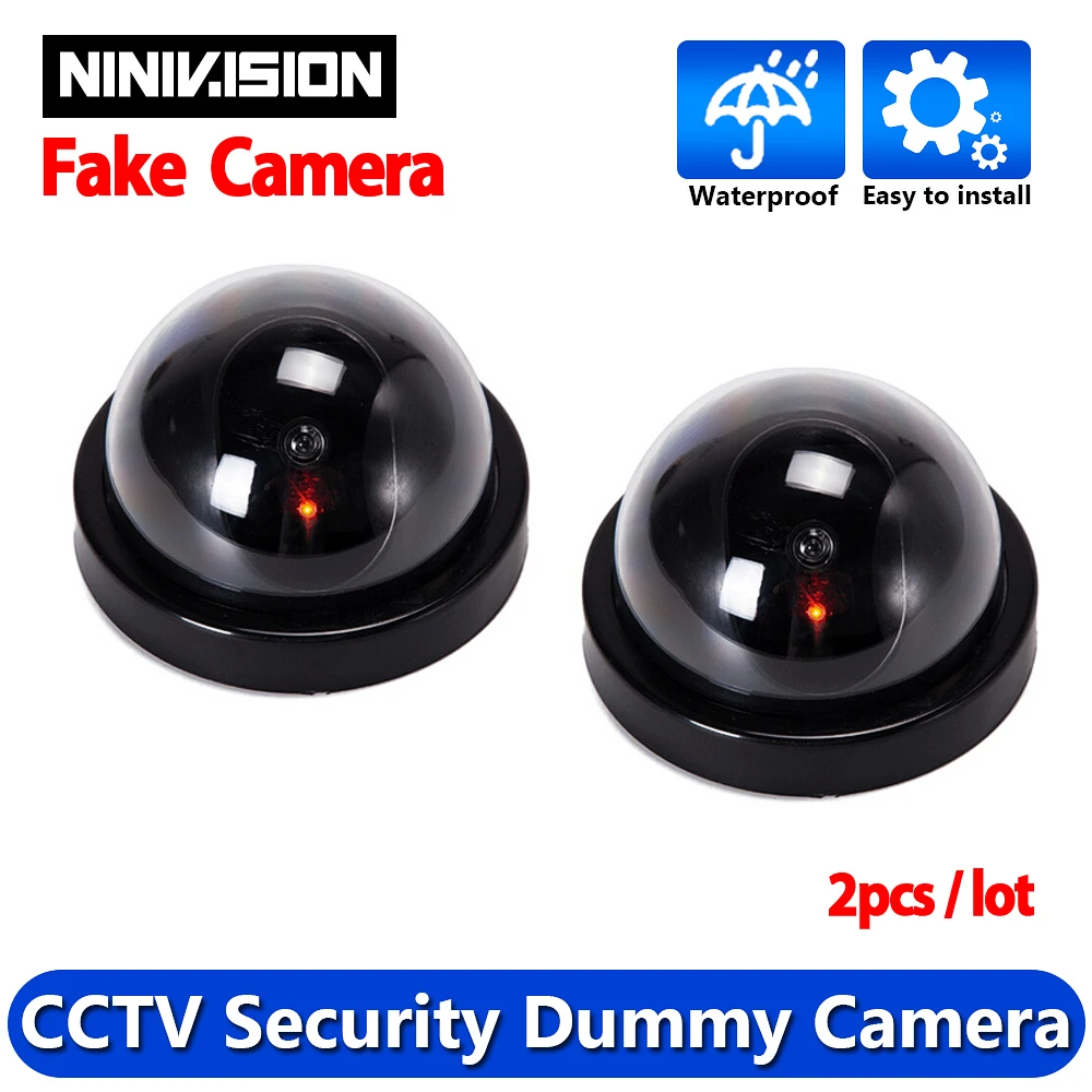 NINIVISION 2 adet / grup Ev güvenlik kamerası İçin Flaş LED İle Kukla Emulational Kamera Sahte Dome Kapalı Açık Gözetim kamera