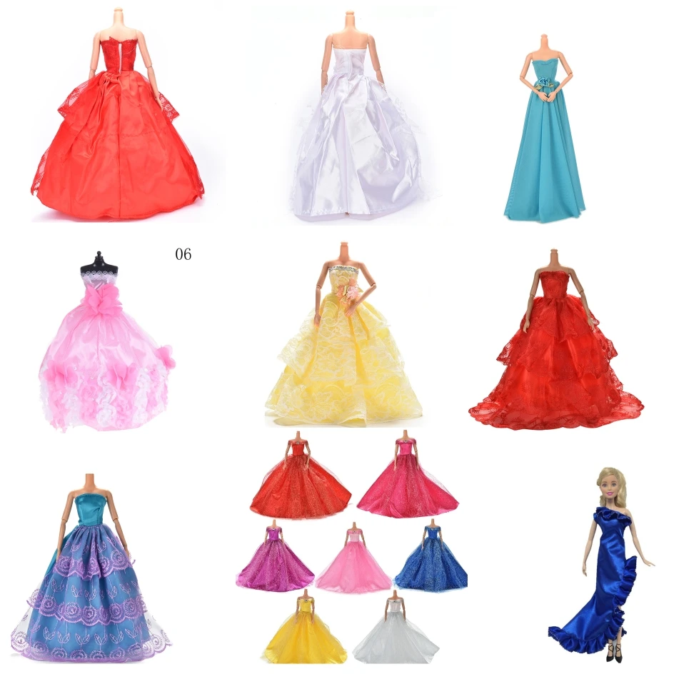 Renkli Zarif El Yapımı Yaz gelin kıyafeti Prenses Elbise Elbise Düğün Parti Elbise barbie bebek Aksesuarları