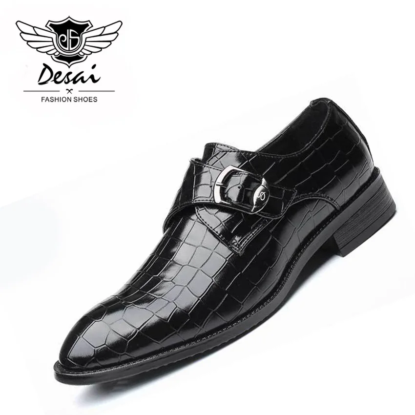 DESAI Lüks Marka Moda deri ayakkabı Erkekler Iş Elbise Loafer'lar Sivri siyah Ayakkabı Oxford Nefes Resmi Düğün Ayakkabı