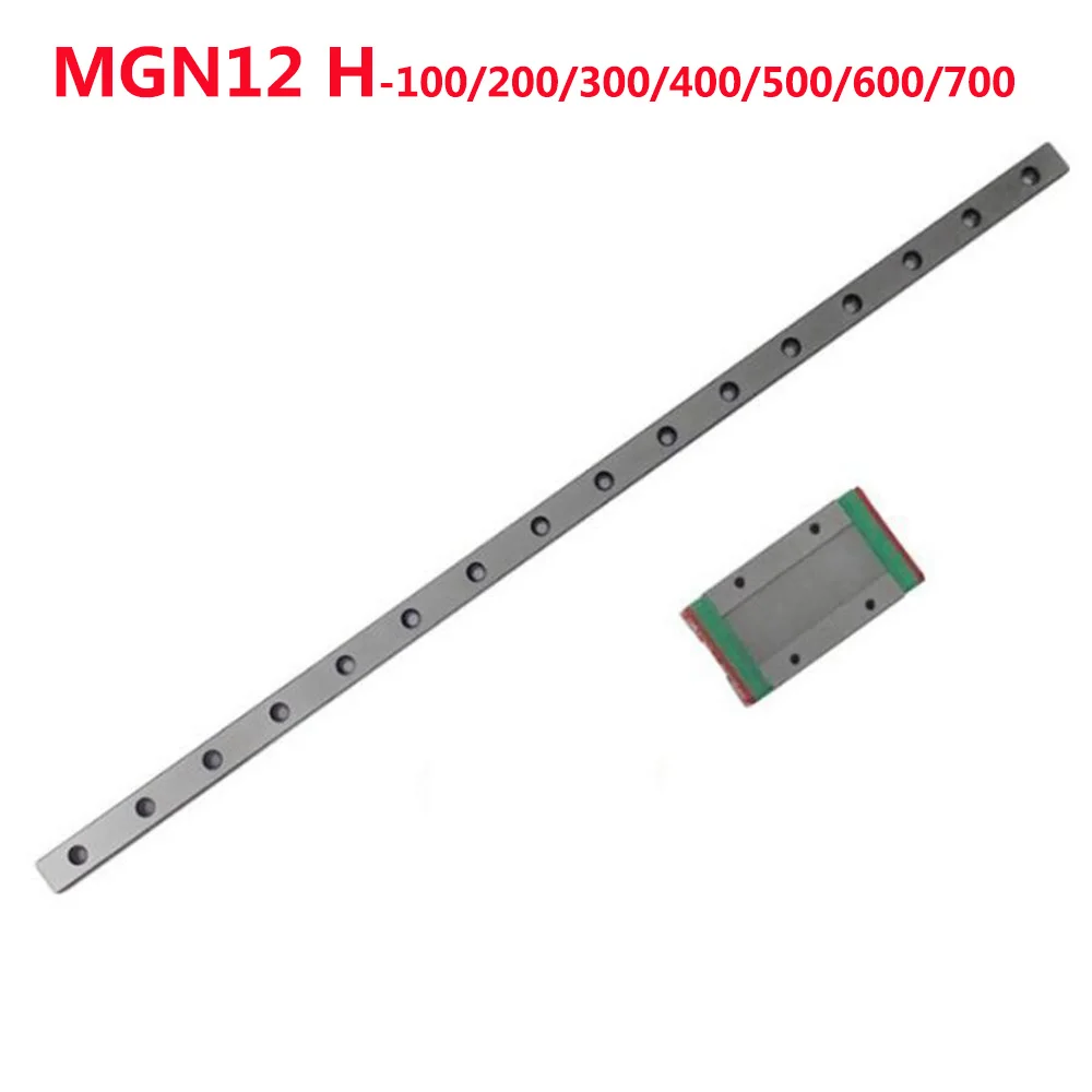 1 ADET MGN12 Lineer Ray Kılavuz Genişliği 12mm Uzunluk 100 200 300 400 500 600 700mm ile 1 ADET Lineer Blok MGN12H