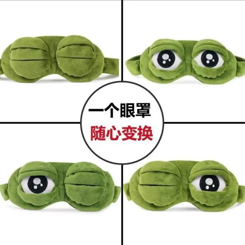 Kawaii Üzgün Kurbağa 3D Peluş Göz Maskesi Kapak Anime Uyku Körü Körüne Komik Karikatür Göz Farı Seyahat Relax Sevimli Hediye