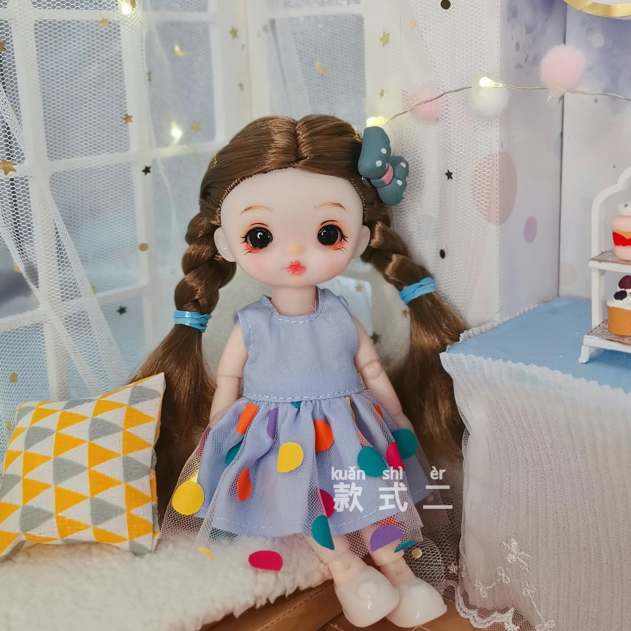 1/8 Mini Sevimli BJD Bebek Tam Set El Yapımı Makyaj Hareketli Eklemler Aksesuarları Elbise Ayakkabı ile 17CM Bebek Kızlar için çocuk oyuncağı Hediye