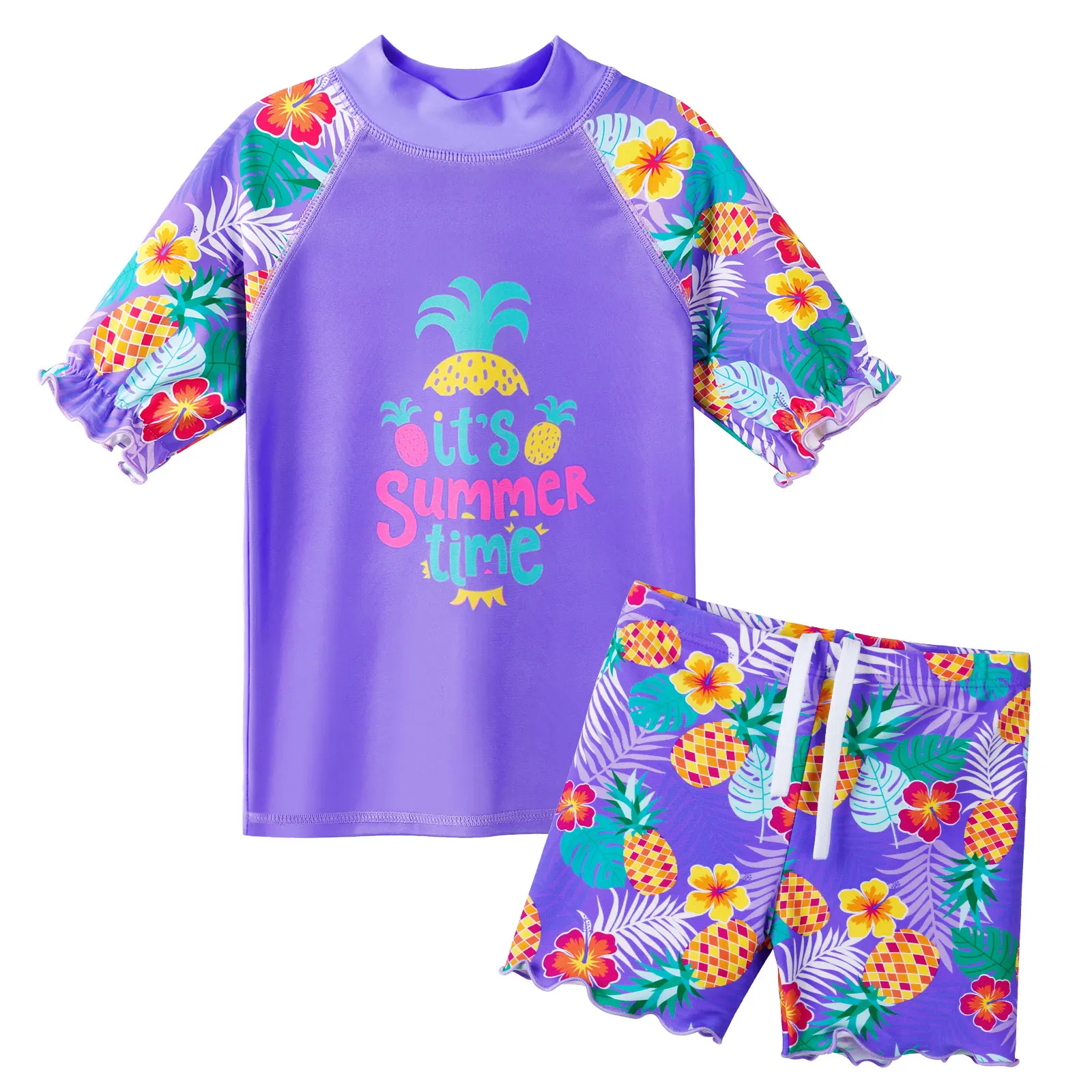 BAOHULU Kısa Kollu Mayo İki Adet Çocuk Mayo UPF50 + UV Güneş Koruyucu Mayo Yaz Beachwear sörf kıyafeti