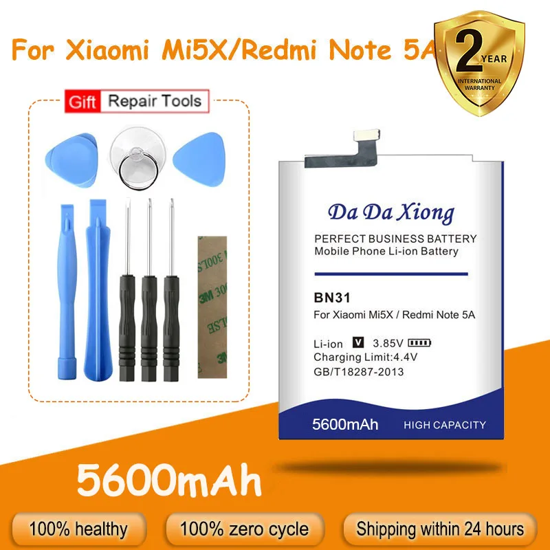 5600mAh BN31 pil için Xiaomi Mi 5X / Redmi Not 5A Pro Bateria A1 Y1 Li + ücretsiz araçlar