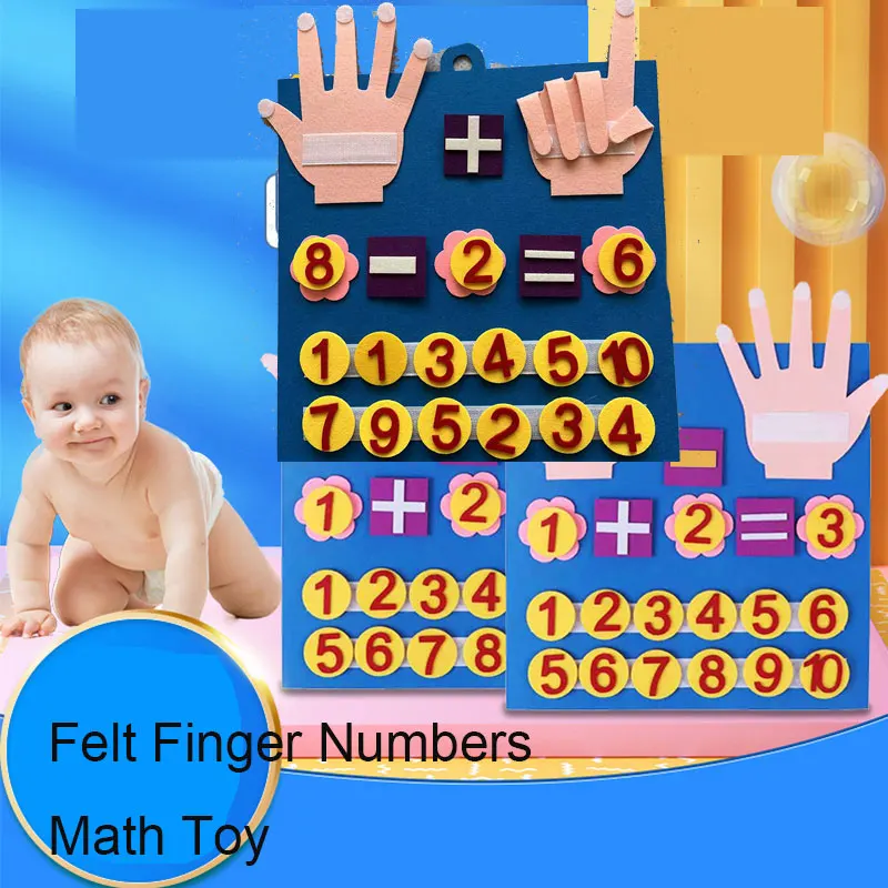 Çocuk Montessori Oyuncaklar Keçe Parmak Numaraları Matematik Oyuncak Çocuk Sayma Erken Öğrenme Bebekler İçin Zeka Geliştirmek 30 * 30cm