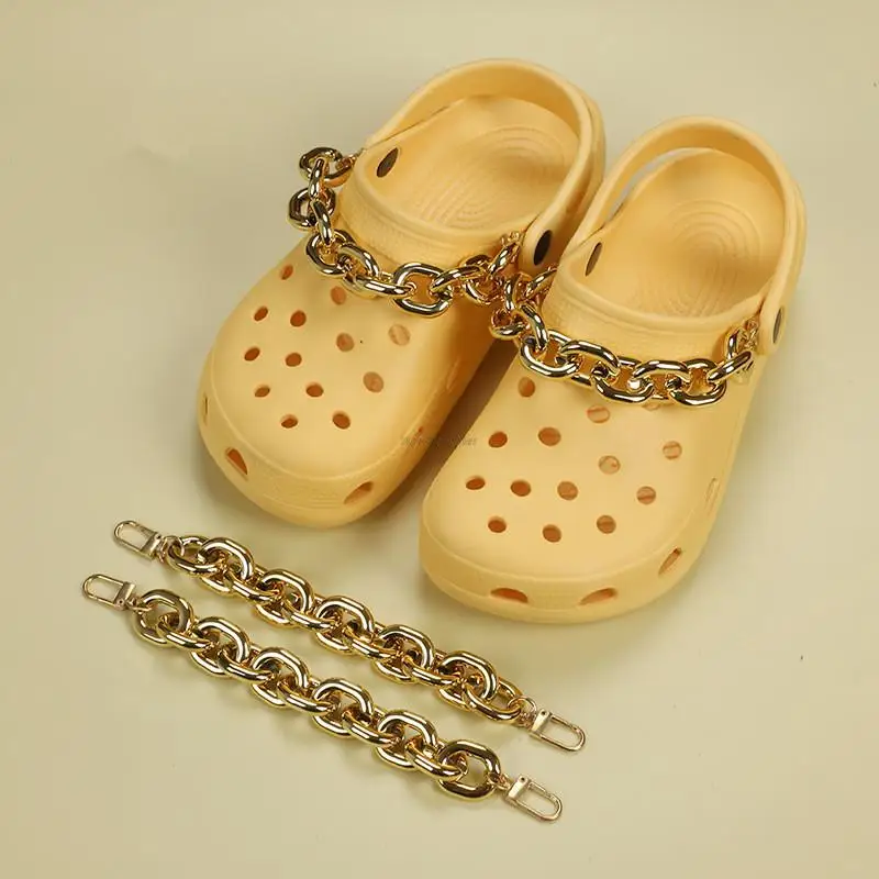 Altın Croc Takılar Kadın tasarım ayakkabı Takılar Thanos Ayakkabı Zincirleri Ayakkabı Dekorasyon DIY Ayrılabilir yeniden Ayakkabı Aksesuarları