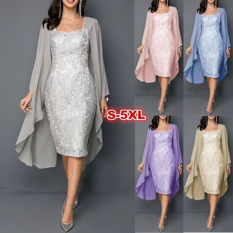 Anne Gelin Elbiseler Dantel Şifon Şerit Ceket Kadın Kısa Düğün Akşam Parti Elbise Konuk Artı Boyutu Resmi Elbise