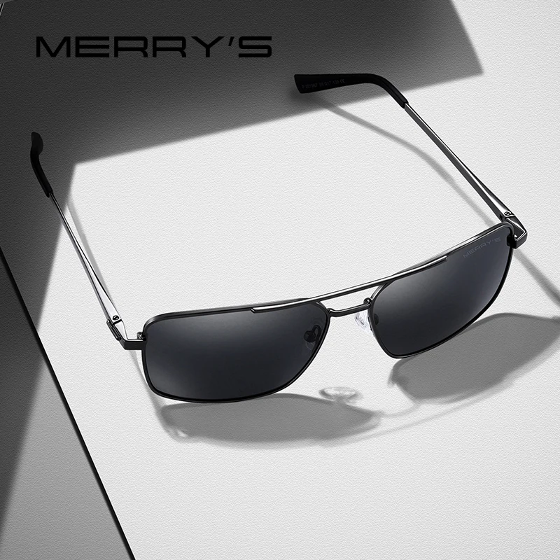 MERRYS tasarım Erkekler Klasik Dikdörtgen Güneş Gözlüğü Havacılık Çerçeve HD Polarize Güneş Gözlüğü Sürüş Erkekler Için UV400 Koruma S8270