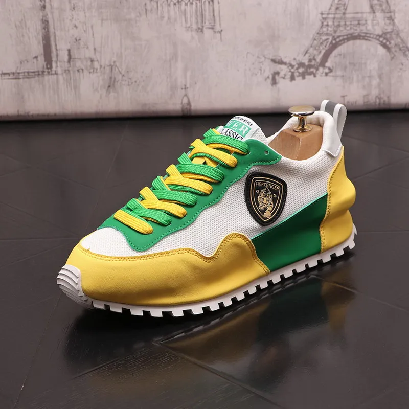 Tasarımcı Erkek Eğlence spor ayakkabılar Yuvarlak Ayak Dantel Kadar Nefes Trend Örgü Platformu Flats Günlük Genç Zapatos 38-43 ERRFC