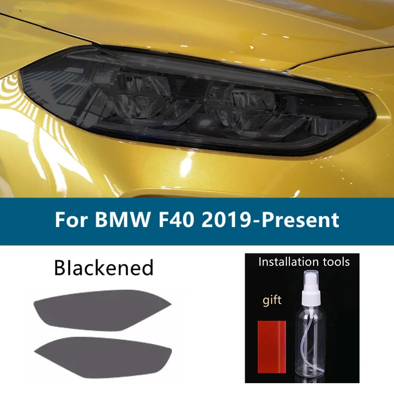 2 Adet BMW 1 Serisi İçin F40 M135i 118 Araba Far Tonu Duman Siyah koruyucu film Koruma Şeffaf TPU Etiket Aksesuarı