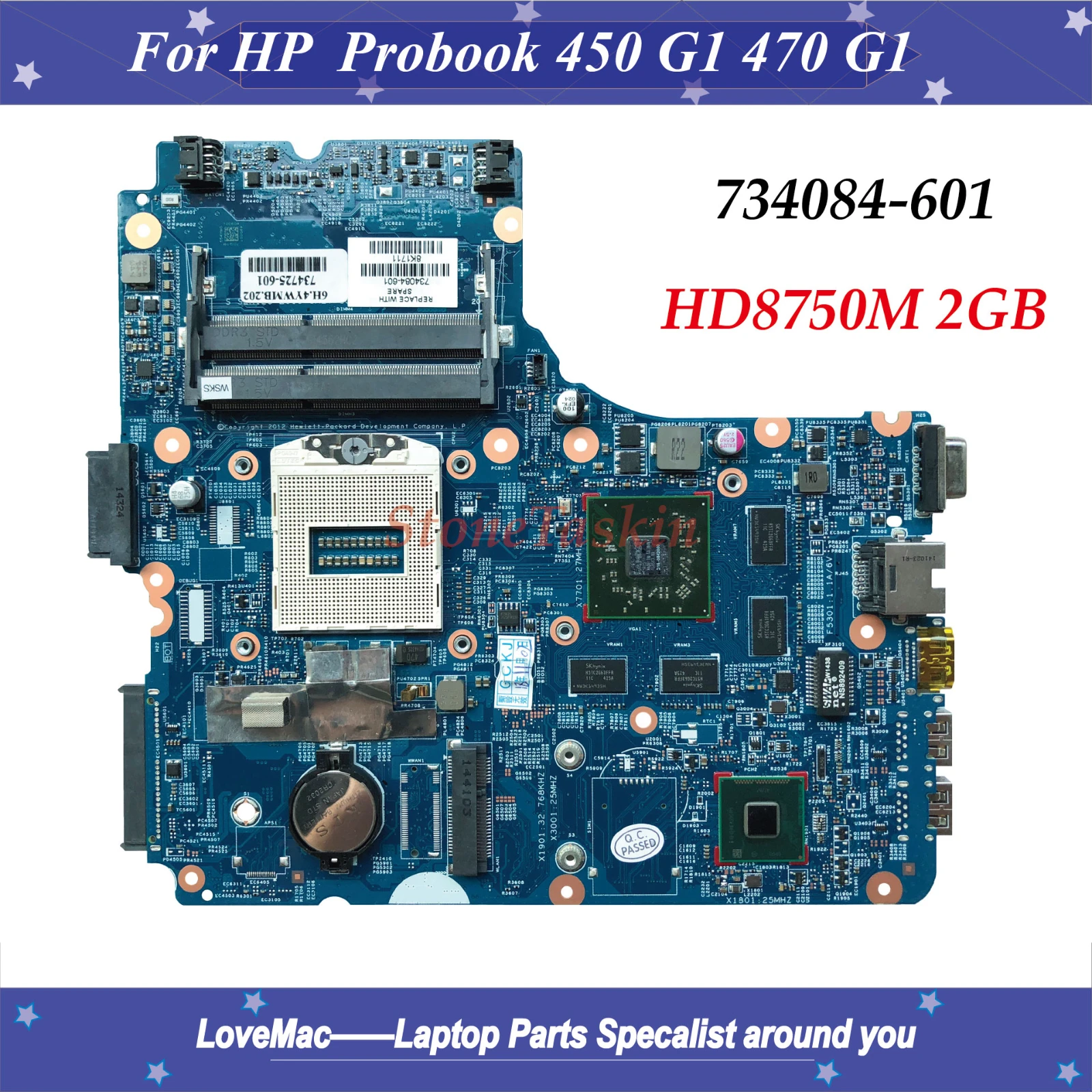 Yüksek kalite 734084-601 Hp Probook 440 G1 450 470 G1 Laptop Anakart 734084-501 rPGA947 DDR3 HD8750 2GB %100 % Tamamen Test Edilmiş Görüntü 0 