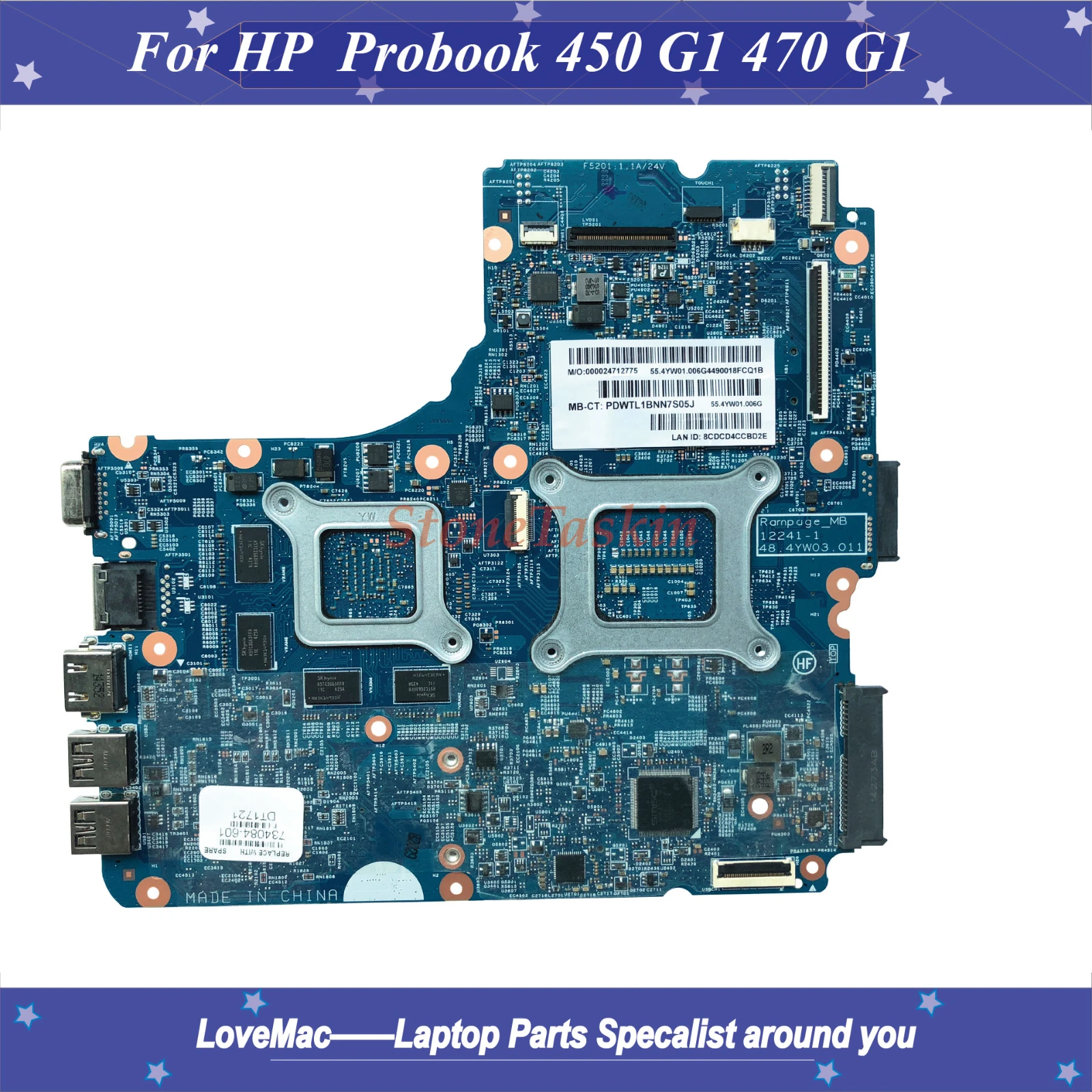 Yüksek kalite 734084-601 Hp Probook 440 G1 450 470 G1 Laptop Anakart 734084-501 rPGA947 DDR3 HD8750 2GB %100 % Tamamen Test Edilmiş Görüntü 5 