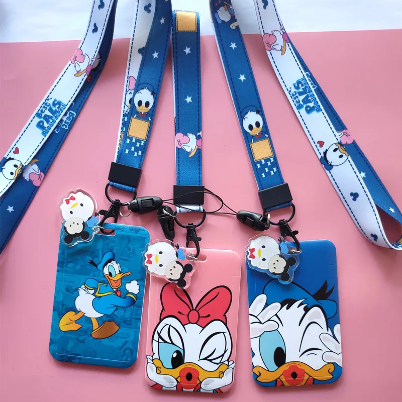 Disney Karikatür Donald Duck Daisy Öğrenci Kampüs Kartı Asılı Boyun çantası kart tutucu Kordon KİMLİK Kartı Yemek Kartı Süsleme Çantası