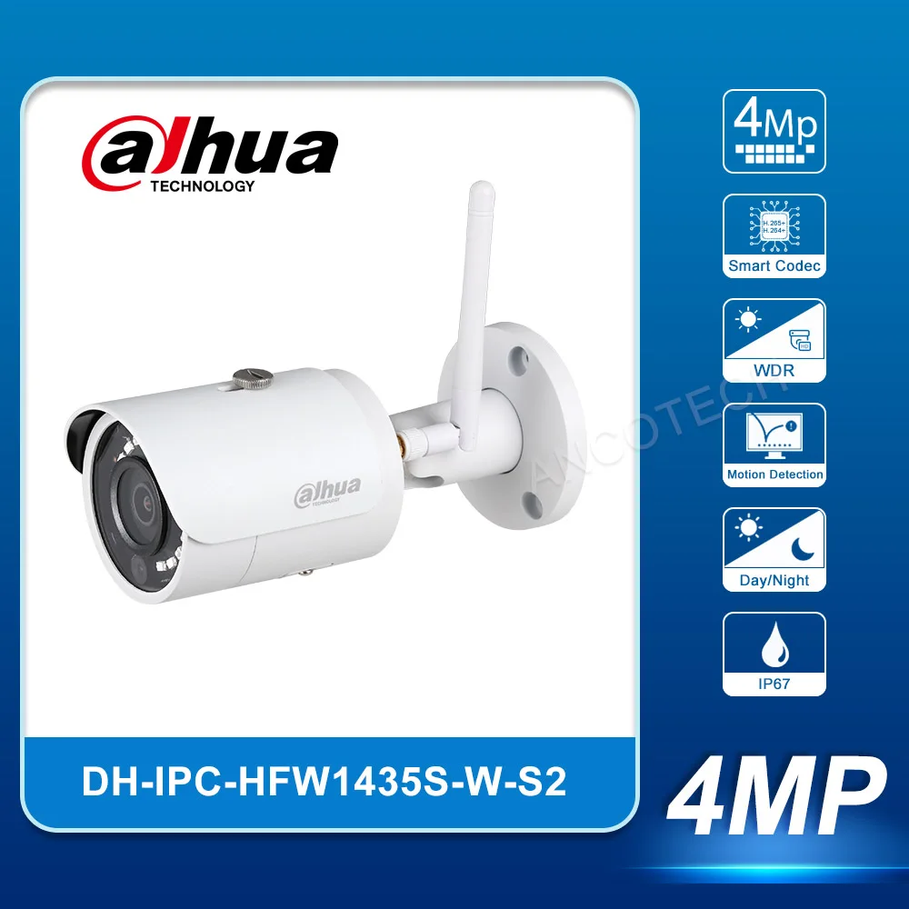 Dahua IPC-HFW1435S-W-S2 4MP Wİ-Fİ Kamera 12V IR Kurşun DC güç kaynağı yükleme DAHUA için kolay CCTV Kamera