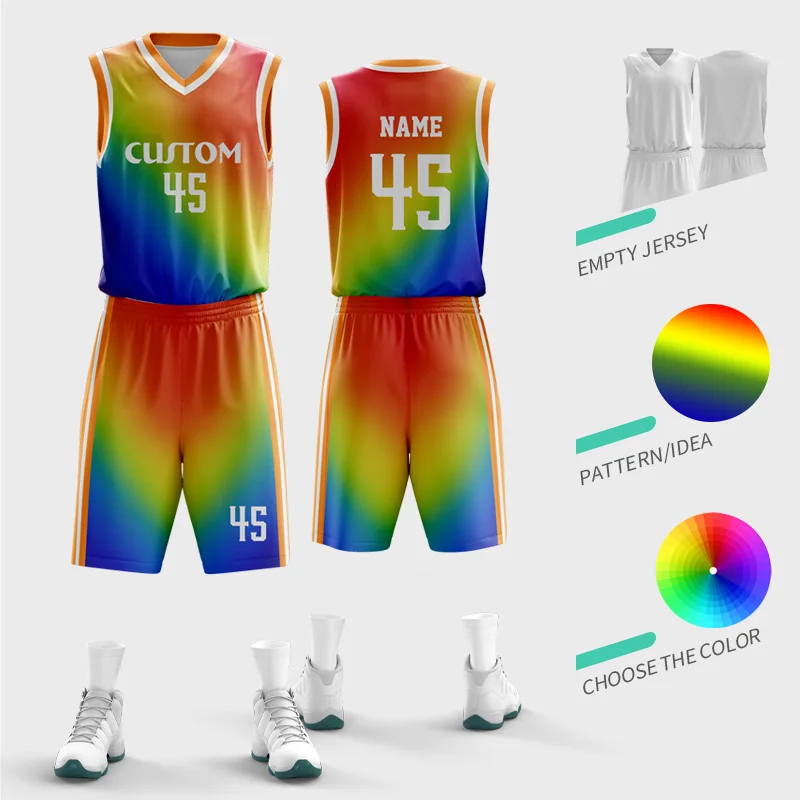 Toptan Yetişkin Basketbol Forması Artı Boyutu Renkli basketbol üniformaları Süblimasyon Özel Kolsuz Spor Setleri Unisex Görüntü 1 