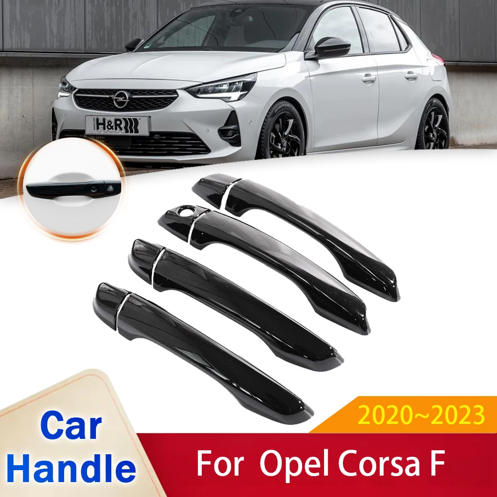 Opel Corsa F için Fit 2020 2021 2022 2023 Vauxhall Corsa Parlak Siyah Dış Kapı kulp kılıfı Styling Sticker Trim Araba Aksesuarları
