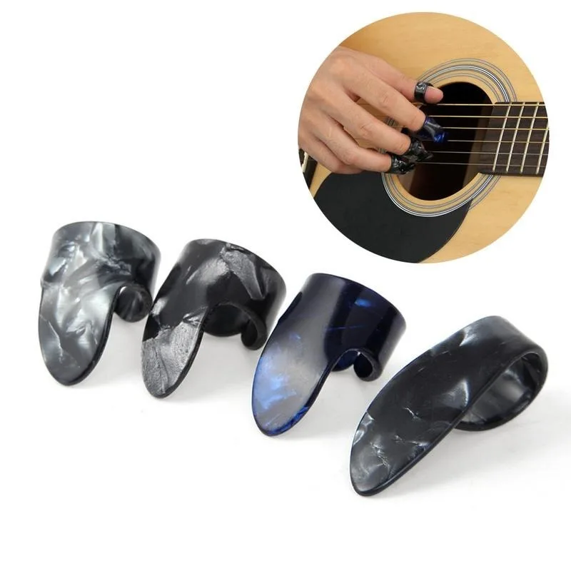 3 Parmak + 1 Başparmak Akustik Tırnak Gitar Selüloit Mediator Thumbpick Plectrums Kılıf Akustik Elektrik Bas Guitarra