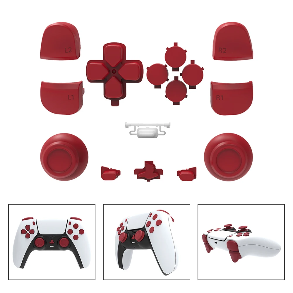 Yedek Düğme Tam Set Denetleyici Parçaları Joystick Thumb çubuk kavrama Anahtar Gamepad Kabuk Çift Sense PlayStation 5 için PS5