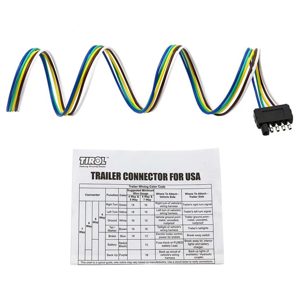 Römork ışık 5-Pin fiş düz kablo demeti genişletici 36 inç bağlantı ABD