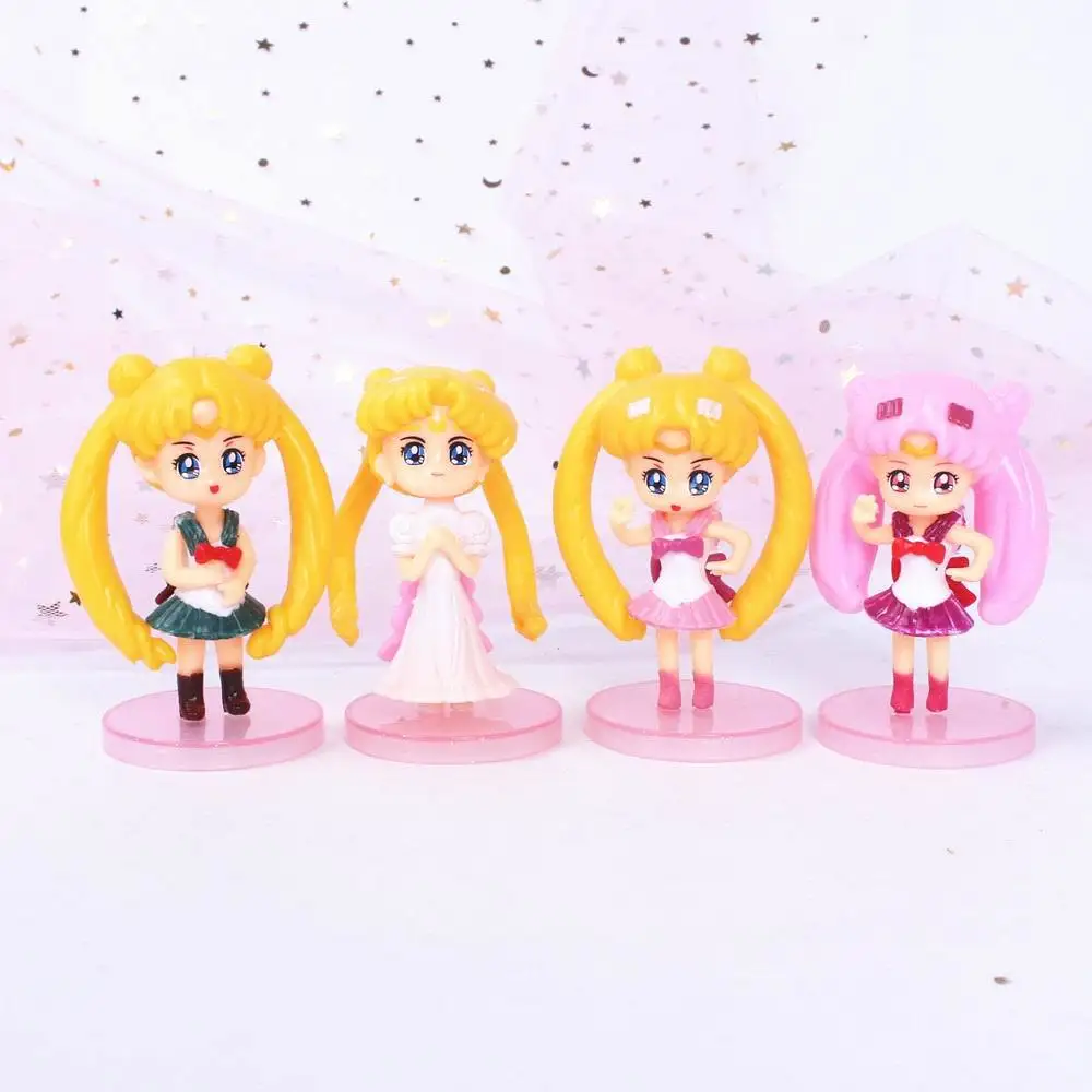 4 adet / grup Anime Sailor Moon Tsukino Usagi Smokin Venüs PVC Action Figure Koleksiyon Modeli Hediye Çocuk Bebekler Oyuncaklar Kızlar için